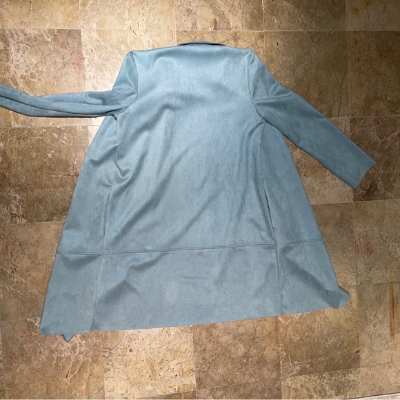 !!SOLD!! Zara Faux Suede Coat Size M Light Blue - Picture 5 of 5